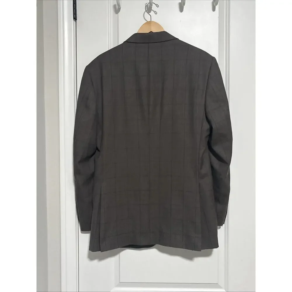 Jos A Bank Men's Gray Windowpane Plaid 2-Button Suit Jacket Sport Coat Size 41 L